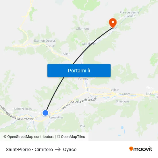 Saint-Pierre - Cimitero to Oyace map