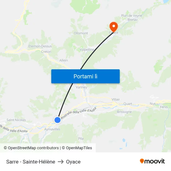 Sarre - Sainte-Hélène to Oyace map