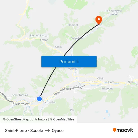 Saint-Pierre - Scuole to Oyace map