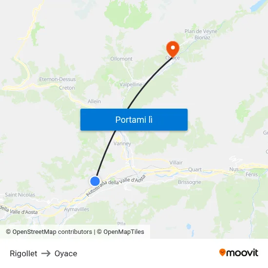 Rigollet to Oyace map