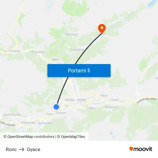 Ronc to Oyace map