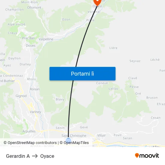 Gerardin A to Oyace map