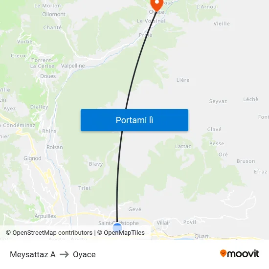 Meysattaz A to Oyace map