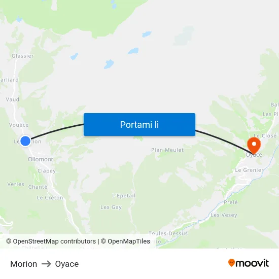 Morion to Oyace map