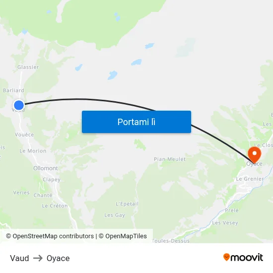 Vaud to Oyace map