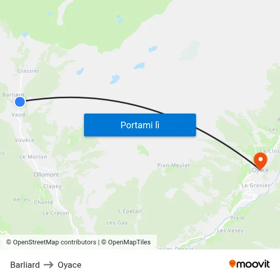 Barliard to Oyace map