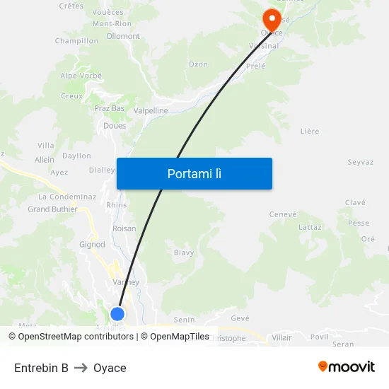 Entrebin B to Oyace map