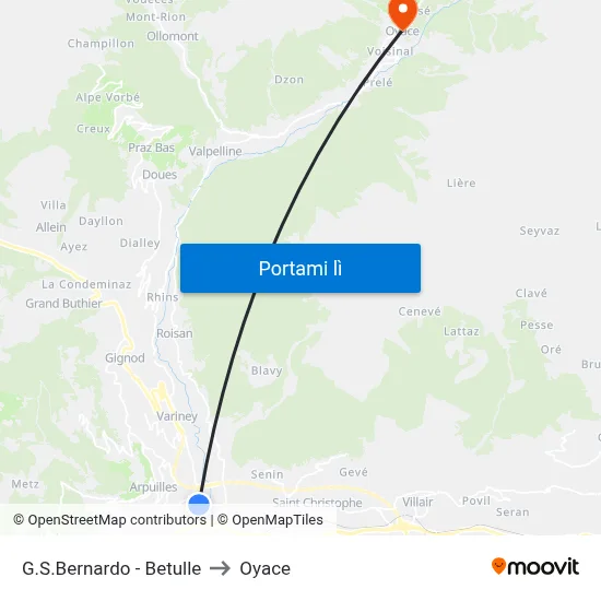 G.S.Bernardo - Betulle to Oyace map