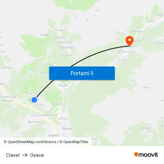 Clavel to Oyace map