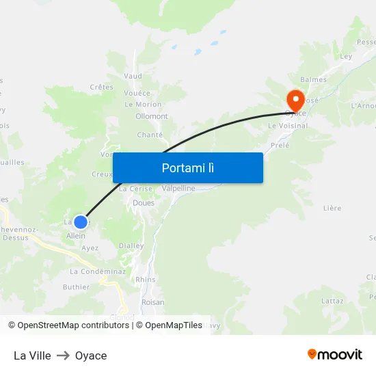 La Ville to Oyace map