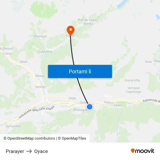 Prarayer to Oyace map