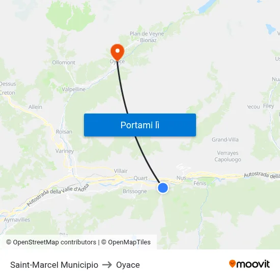 Saint-Marcel Municipio to Oyace map