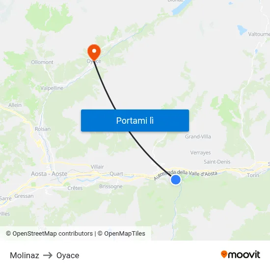 Molinaz to Oyace map