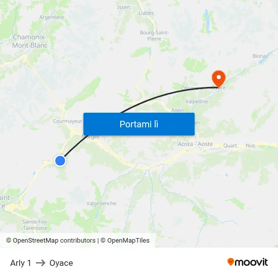 Arly 1 to Oyace map