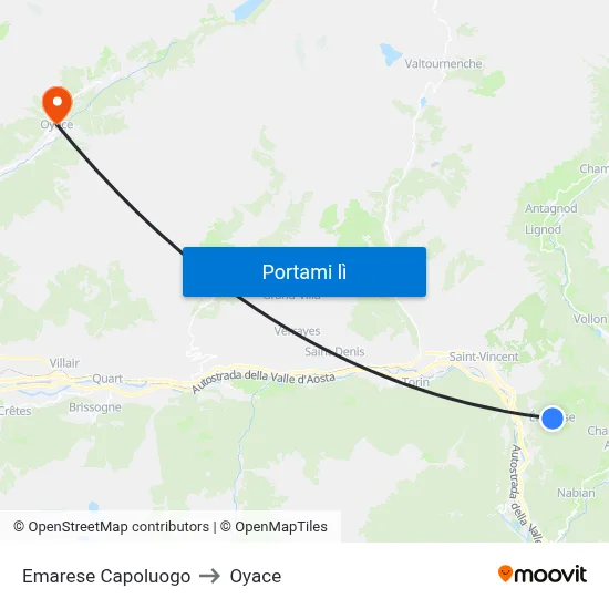Emarese Capoluogo to Oyace map