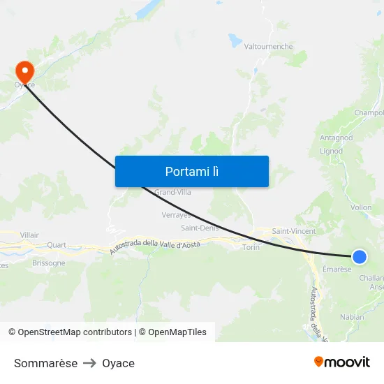 Sommarèse to Oyace map