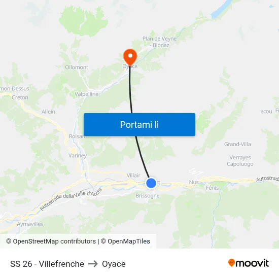 SS 26 - Villefrenche to Oyace map
