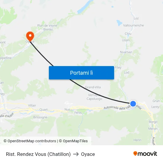 Rist. Rendez Vous (Chatillon) to Oyace map