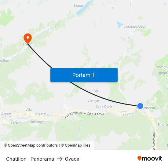 Chatillon - Panorama to Oyace map