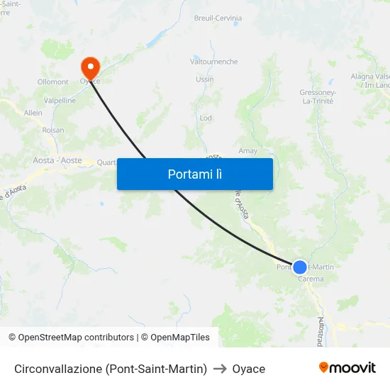 Circonvallazione (Pont-Saint-Martin) to Oyace map