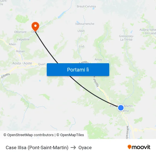 Case Illsa (Pont-Saint-Martin) to Oyace map