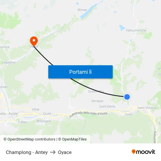Champlong - Antey to Oyace map