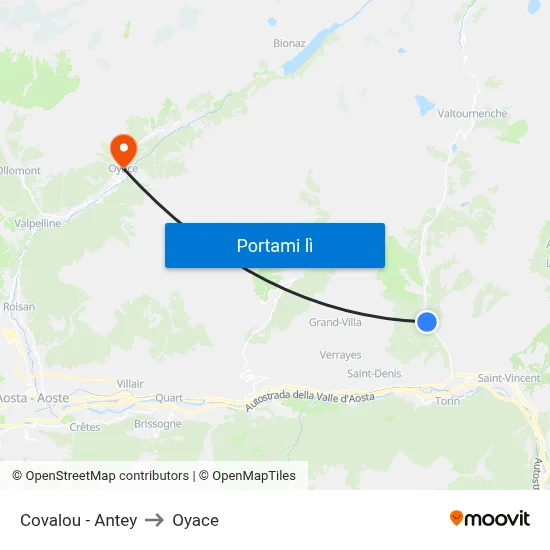 Covalou - Antey to Oyace map