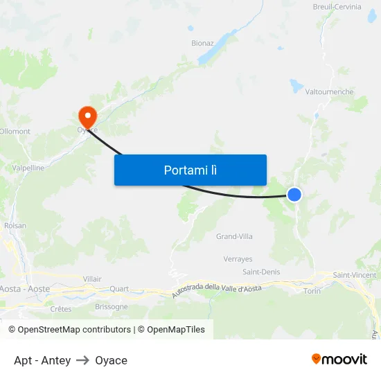 Apt - Antey to Oyace map