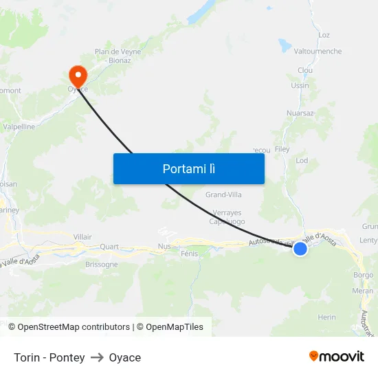 Torin - Pontey to Oyace map