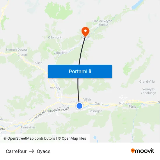 Carrefour to Oyace map