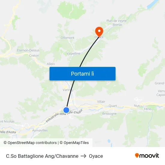 C.So Battaglione Ang/Chavanne to Oyace map