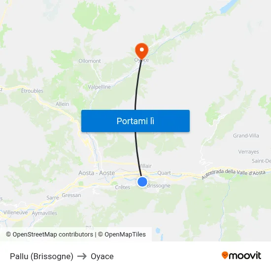 Pallu (Brissogne) to Oyace map