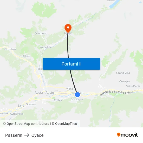 Passerin to Oyace map