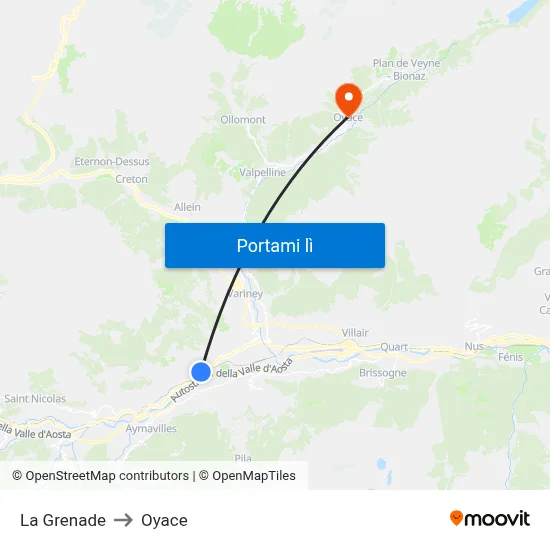 La Grenade to Oyace map