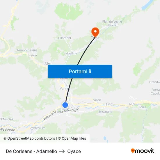 De Corleans - Adamello to Oyace map
