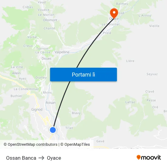 Ossan Banca to Oyace map