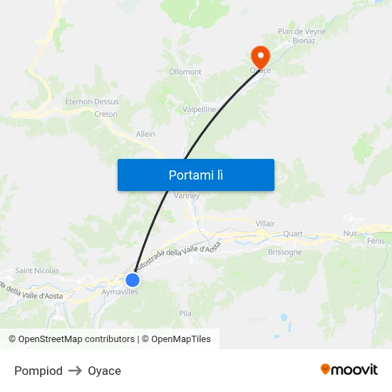Pompiod to Oyace map