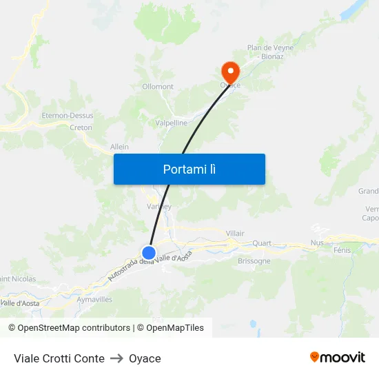 Viale Crotti Conte to Oyace map