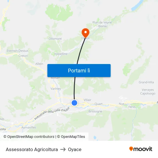 Assessorato Agricoltura to Oyace map