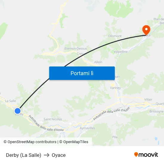 Derby (La Salle) to Oyace map