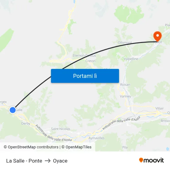 La Salle - Ponte to Oyace map