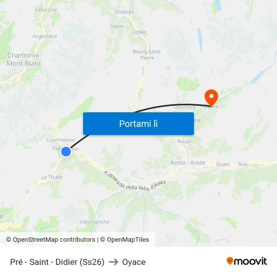 Pré - Saint - Didier (Ss26) to Oyace map