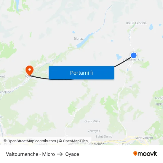 Valtournenche - Micro to Oyace map