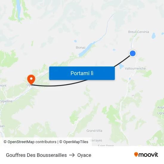 Gouffres Des Bousserailles to Oyace map