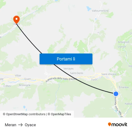 Meran to Oyace map