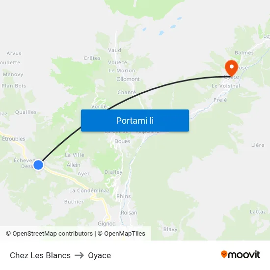 Chez Les Blancs to Oyace map