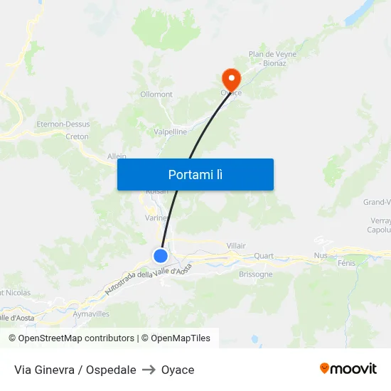 Via Ginevra / Ospedale to Oyace map