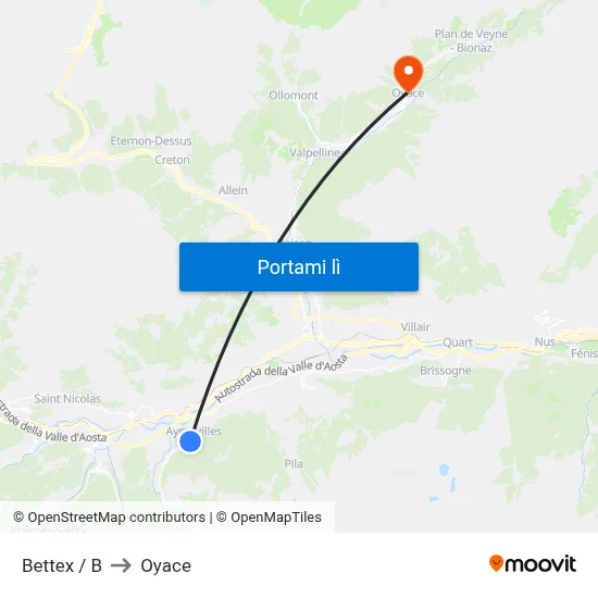 Bettex / B to Oyace map