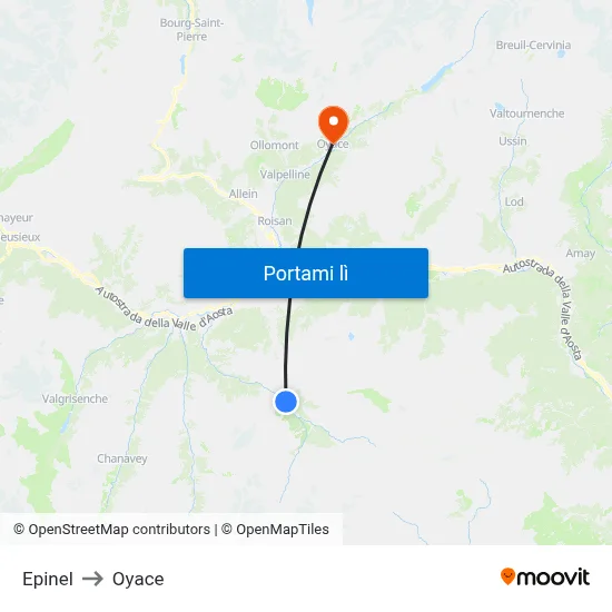 Epinel to Oyace map
