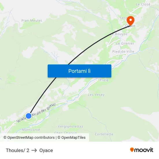 Thoules/ 2 to Oyace map